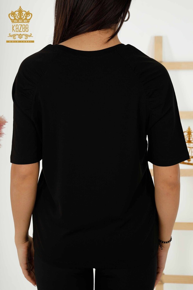 بلوزة حريمي بالجملة - أساسي - أسود - 79219 | كازي - 6