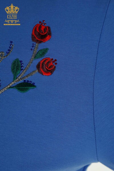 بلوزة نسائية بالجملة ساكس مطرز ورد - 79867 | كازي - 4