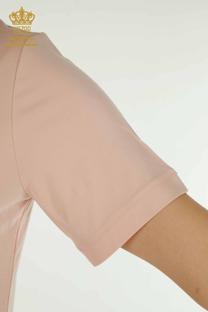 الجملة بلوزة نسائية بولو الرقبة مسحوق - 79503 | كازي - 5