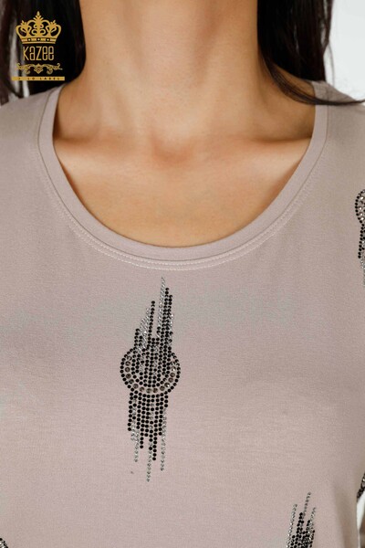 بلوزة حريمي منقوشة مينك - 79043 | كازي - 4