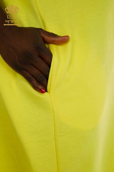 فستان نسائي بالجملة فتحة مفصلة أصفر - 2402-212229 | اس اند ام - Thumbnail