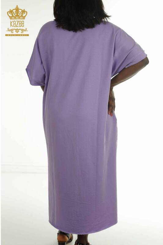 فستان نسائي بالجملة مطرز أرجواني - 2402-231001 | اس اند ام