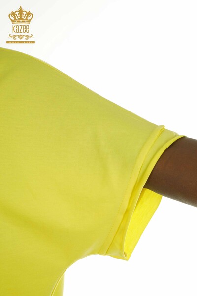 فستان نسائي بالجملة مطرز أصفر - 2402-231001 | اس اند ام - Thumbnail