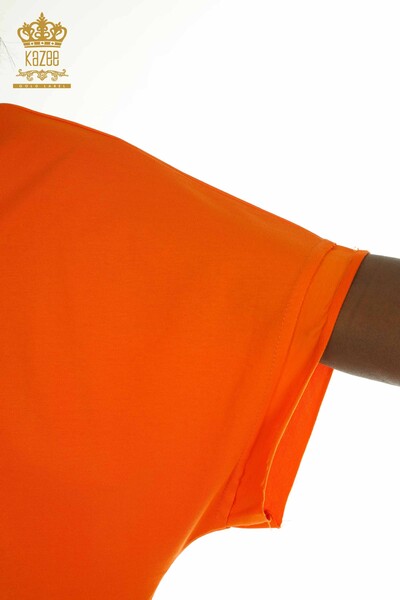 فستان نسائي بالجملة مطرز برتقالي - 2402-231001 | اس اند ام - Thumbnail