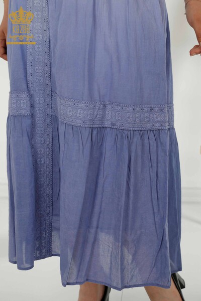 فستان نسائي - دانتيل - مفصل - نيلي - 20305 | كازي - Thumbnail