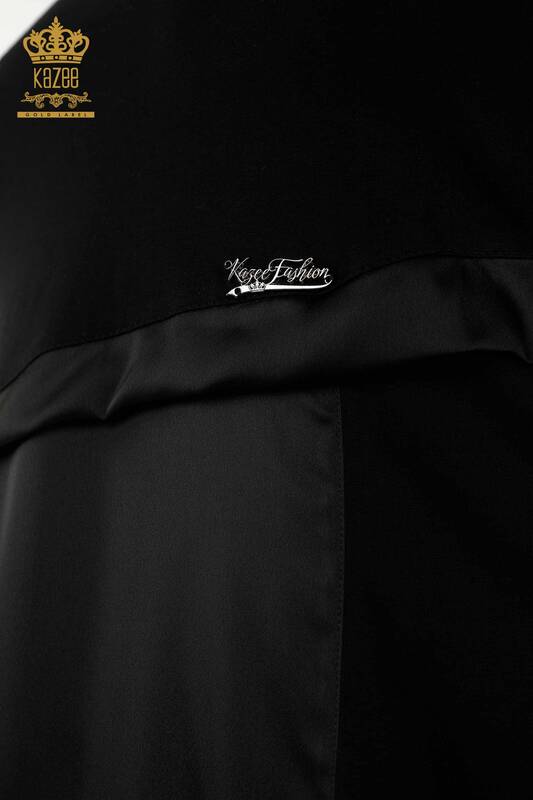 فستان نسائي - جلد مفصل - جيب - أسود - 20323 | كازي