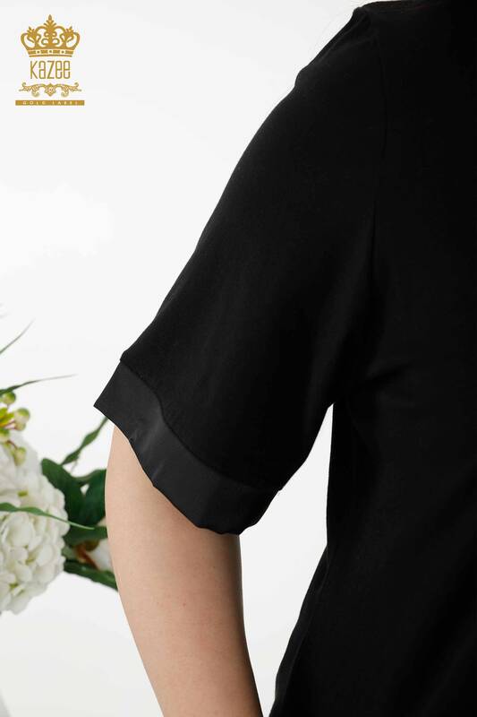 فستان نسائي - جلد مفصل - جيب - أسود - 20366 | كازي