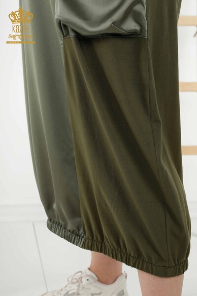 فستان نسائي - جلد مفصل - جيوب - كاكي - 20323 | كازي - Thumbnail