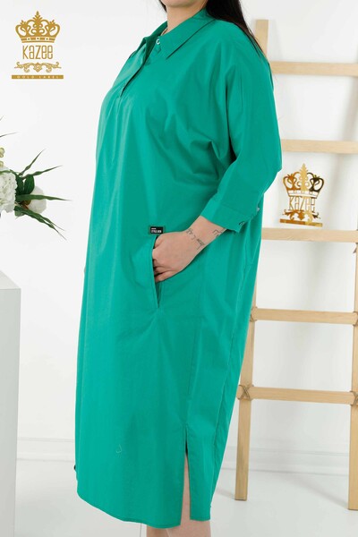 فستان نسائي - مخطط اللون - أخضر - 20380 | كازي - Thumbnail