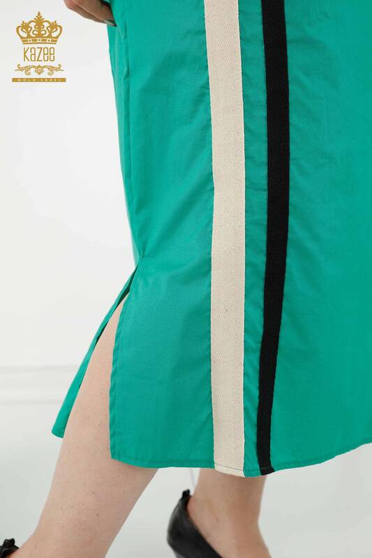فستان نسائي - مخطط اللون - أخضر - 20380 | كازي