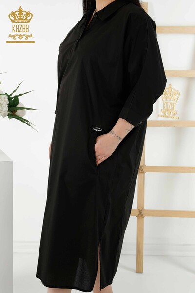 فستان نسائي - مخطط اللون - أسود - 20380 | كازي - Thumbnail