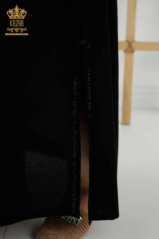 فستان نسائي بالجملة - مطرز بالحجر - أسود - 20262 | كازي