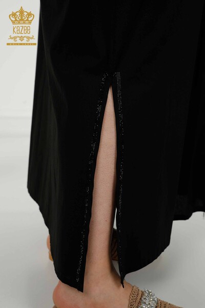 فستان نسائي بالجملة - مطرز بالحجر - أسود - 20262 | كازي - Thumbnail