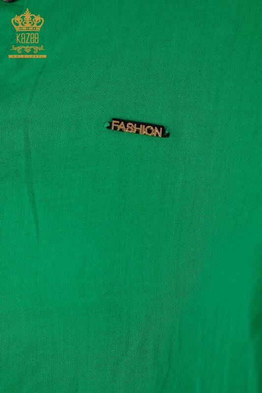فستان نسائي بالجملة - مفصل بأزرار - أخضر - 20405 | كازي