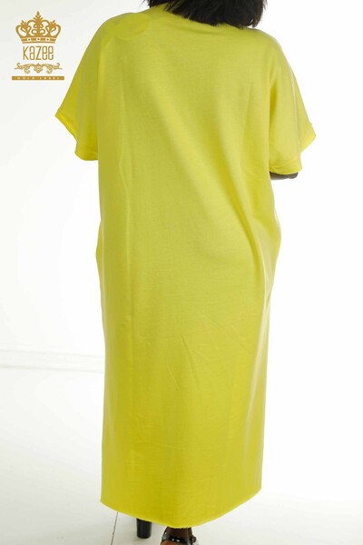 فستان نسائي بالجملة أصفر مع تفاصيل الجيب - 2402-231039 | اس اند ام - Thumbnail