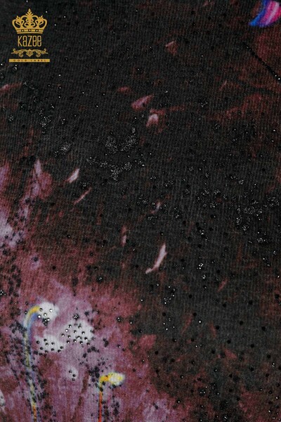 كنزة نسائية انجورا ديجيتال طباعة بني - 16009 | كازي - 3