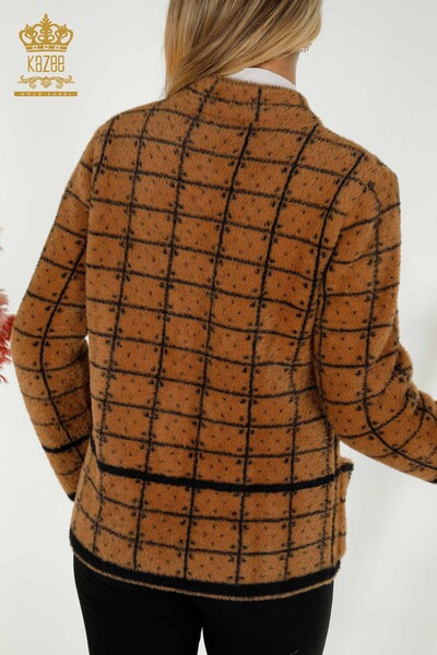 سترة نسائية بالجملة لونين أنجورا بني أسود - 30592 | كازي - 6