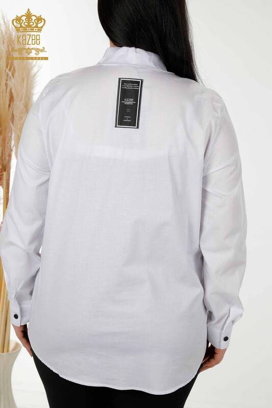 الجملة قميص نسائي - انتقال اللون - أبيض - 20308 | كازي