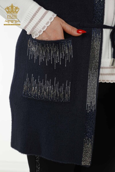 صدرية نسائية بالجملة مطرزة بأحجار الكريستال كحلي - 30247 | كازي - 3