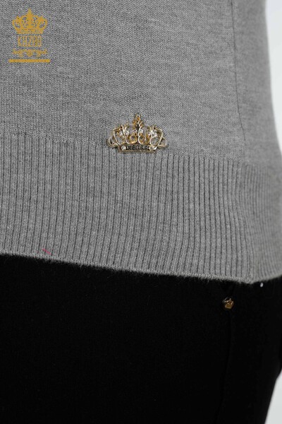 جاكيت تريكو نسائي موديل أمريكي رمادي - 14541 | كازي - 4