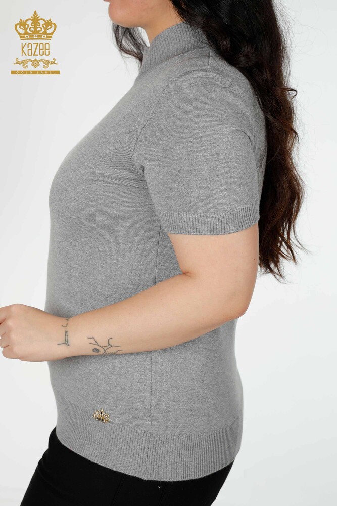 جاكيت تريكو نسائي موديل أمريكي رمادي - 14541 | كازي - 5
