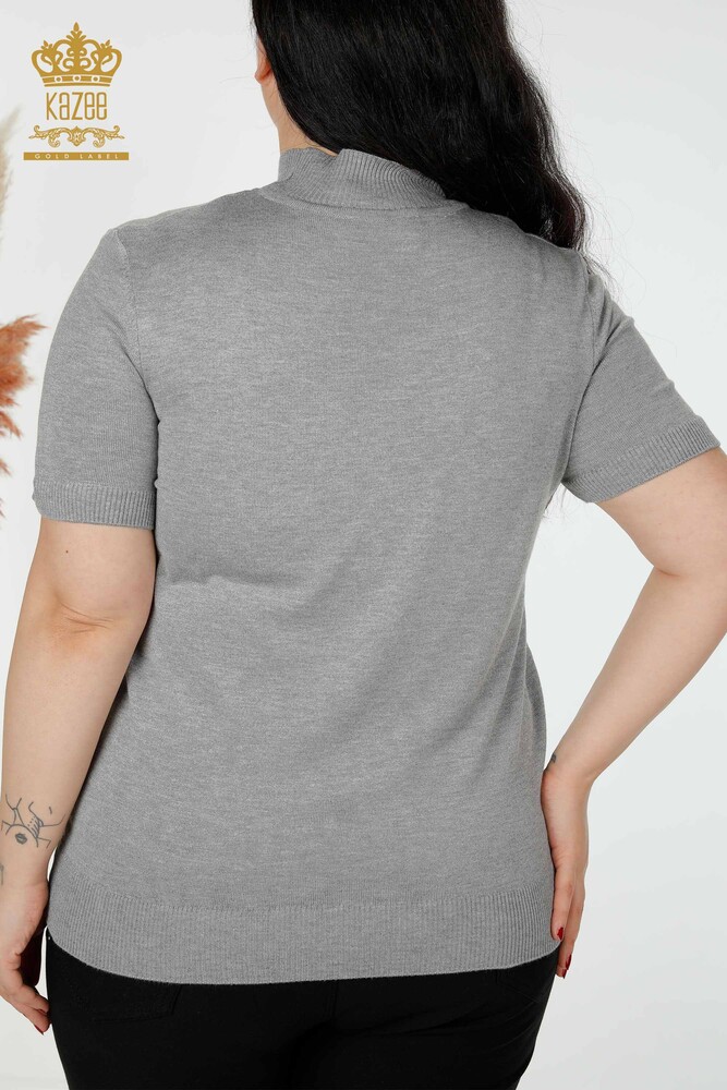 جاكيت تريكو نسائي موديل أمريكي رمادي - 14541 | كازي - 6