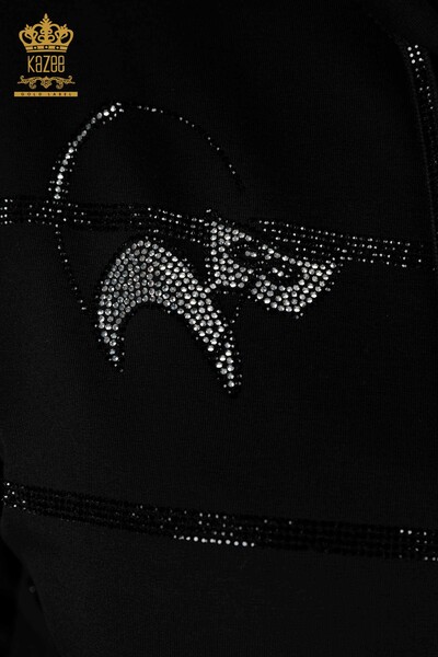 بدلة رياضية نسائية للبيع بالجملة بنمط قطة أسود - 17442 | كازي - Thumbnail