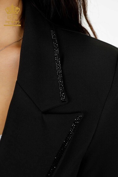 بدلة نسائية كلاسيكية - بنمط جلد الفهد - أسود - 30002 | كازي - Thumbnail