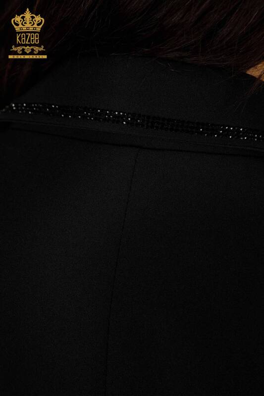بدلة نسائية كلاسيكية - بنمط جلد الفهد - أسود - 30002 | كازي
