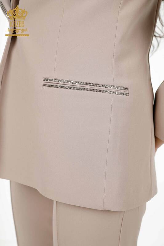 بدلة نسائية كلاسيكية - بنمط جلد الفهد - بيج - 30002 | كازي