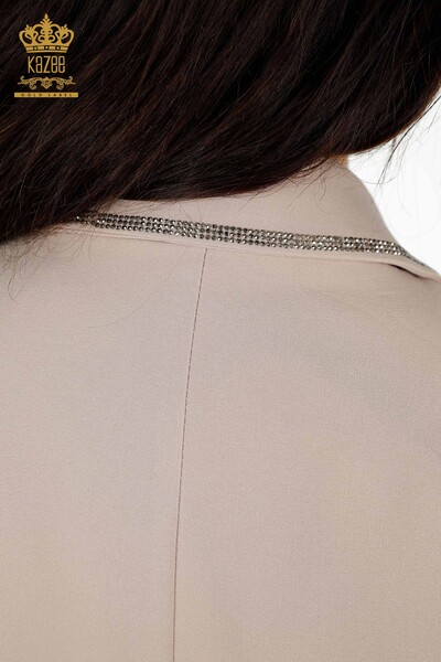 بدلة نسائية كلاسيكية - بنمط جلد الفهد - بيج - 30002 | كازي - Thumbnail