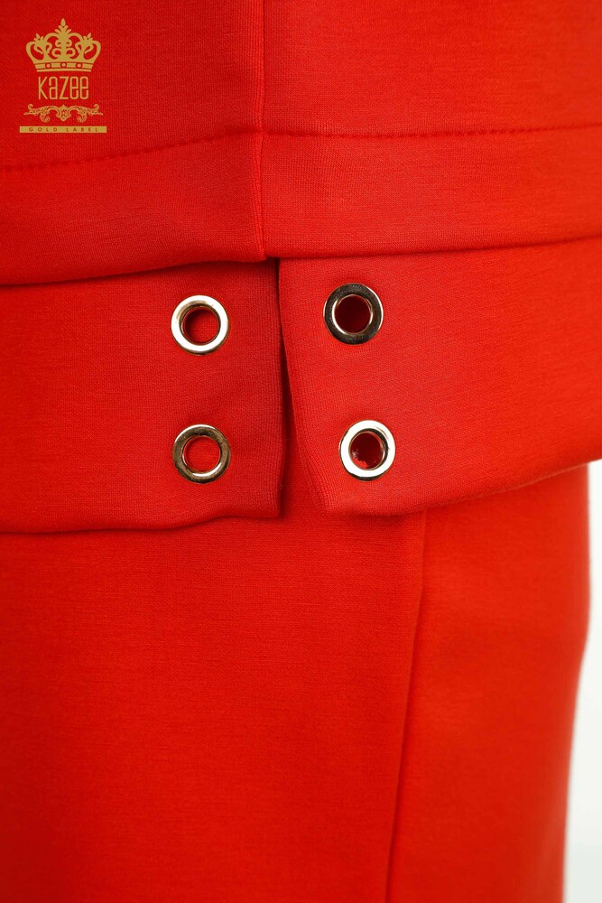 طقم شورت رياضي نسائي بالجملة بغطاء للرأس برتقالي - 17695 | كازي - 10