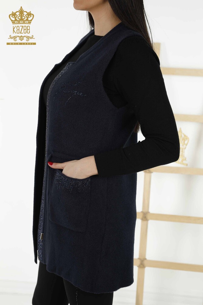 فيست حريمي بالجملة - مطرز بالأحجار - حبل مربوط - كحلي - 30244 | كازي - 6