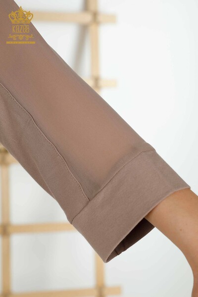 بلوزة نسائية بالجملة - تول مفصل - مينك - 79136 | كازي - 9