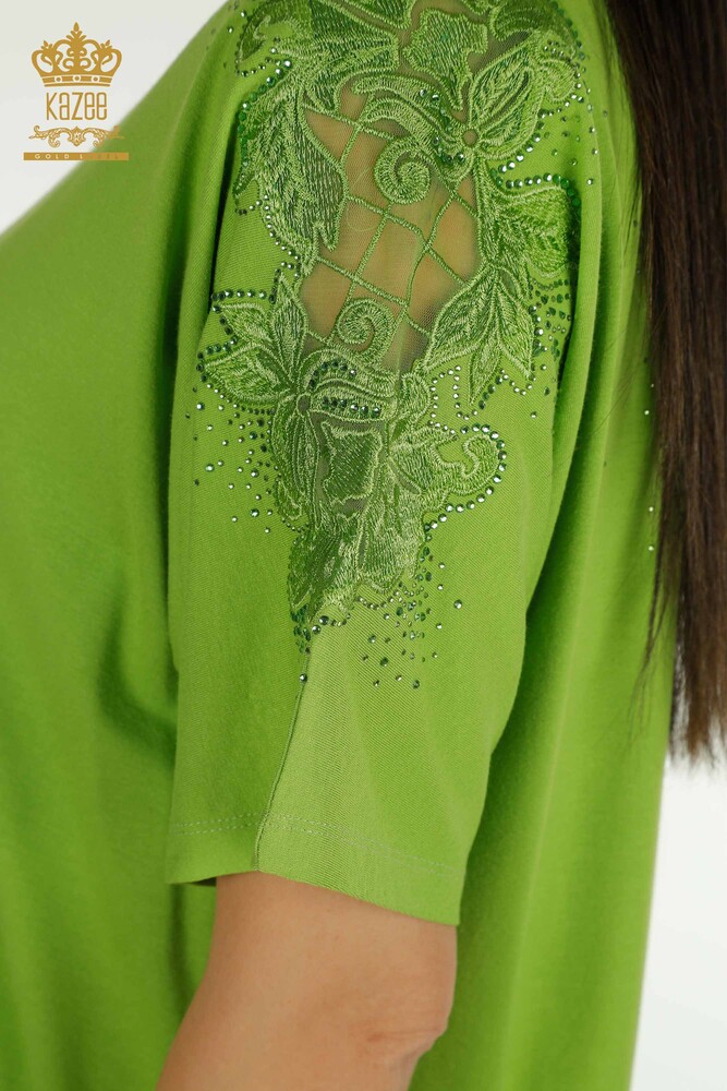 بلوزة حريمي - تول مفصل - أخضر - 79390 | كازي - 6