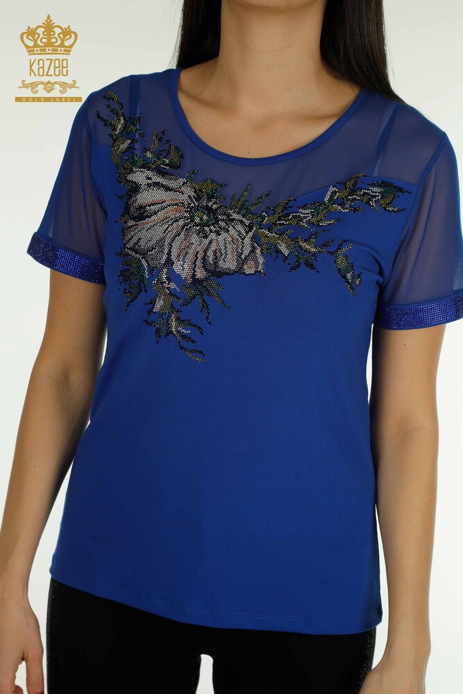 بلوزات حريمي بالجملة - تول مفصل - ساكس - 79106 | كازي - 2