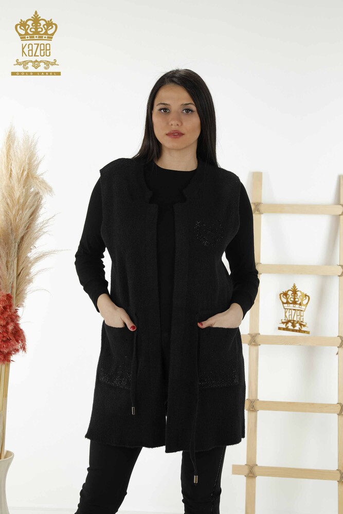 فيست حريمي بالجملة - جيب - مطرز بالحجر - اسود - 30243 | كازي - 1