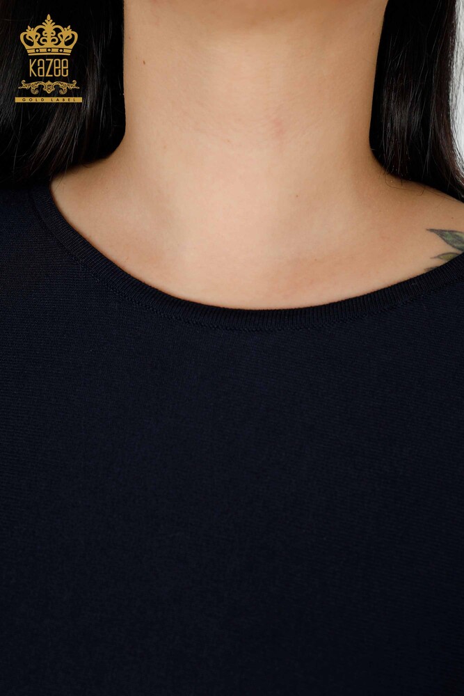 تريكو نسائي بالجملة - تول مفصل - أزرق كحلي - 15699 | كازي - 3