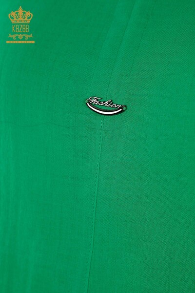 صيف نسائي بالجملة - بدلة قميص - جيوب - أخضر - 20402 | كازي - Thumbnail
