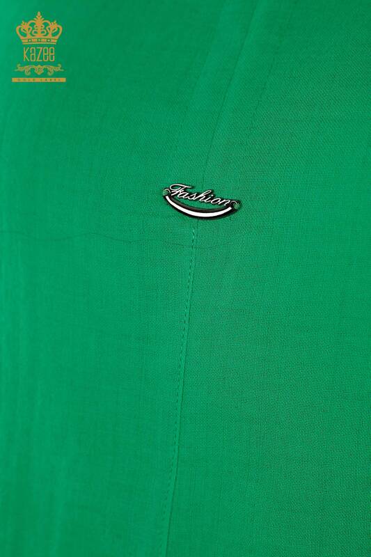 صيف نسائي بالجملة - بدلة قميص - جيوب - أخضر - 20402 | كازي