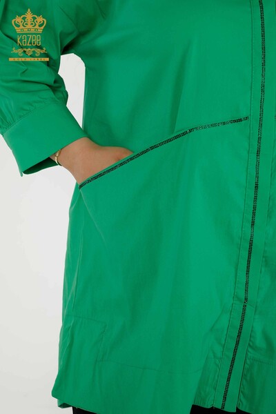 جملة نسائي - قميص - جيبين - أخضر - 20220 | كازي - Thumbnail