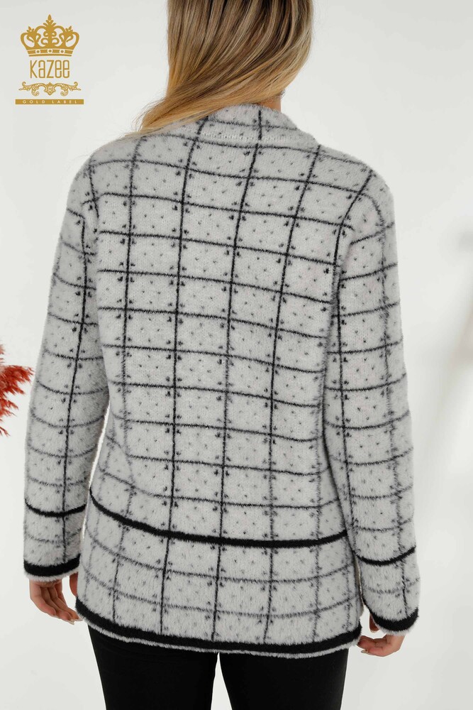 سترة نسائية بالجملة لونين أنجورا إكرو أسود - 30592 | كازي - 6