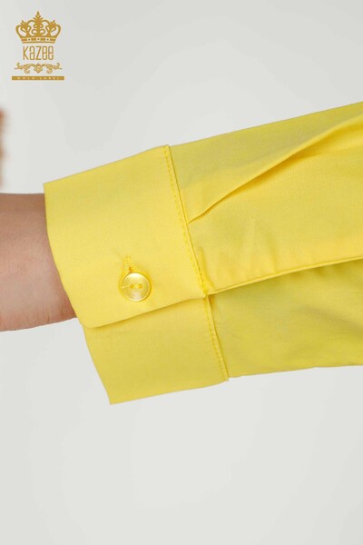 قميص نسائي بالجملة - نقش عصفور - أصفر - 20129 | كازي - Thumbnail