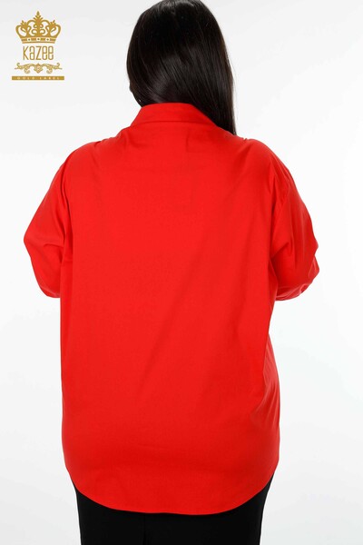 قميص نسائي بالجملة مزين بالورود مزين بحجر مزخرف - 20053 | كازي - Thumbnail
