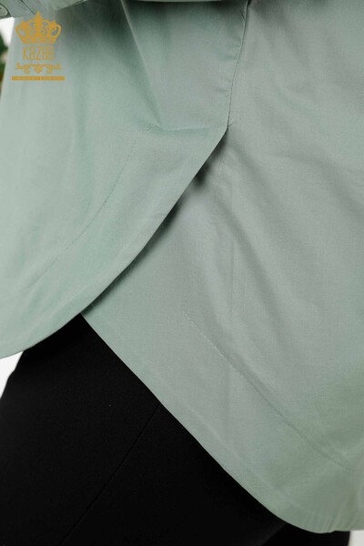 قميص نسائي بالجملة - ظهر - نمط وردة - أخضر - 20110 | كازي - Thumbnail