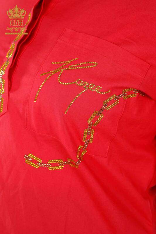 قميص نسائي بالجملة - ظهر - نمط وردة - مرجاني - 20110 | كازي