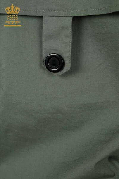 قميص نسائي - جيب مفصل - كاكي - 20325 | كازي - Thumbnail