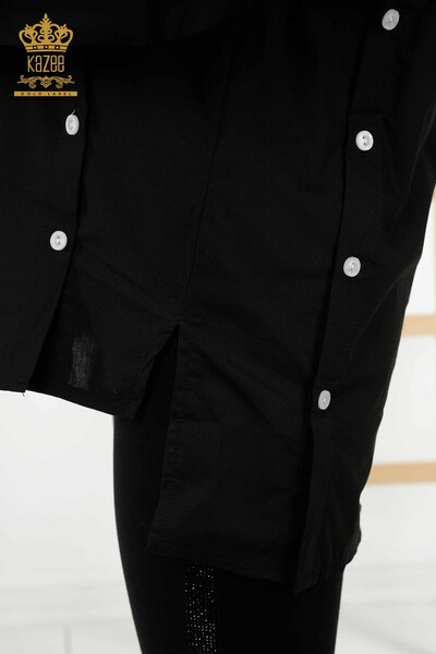قميص نسائي - مفصل بأزرار - أسود - 20328 | كازي - Thumbnail