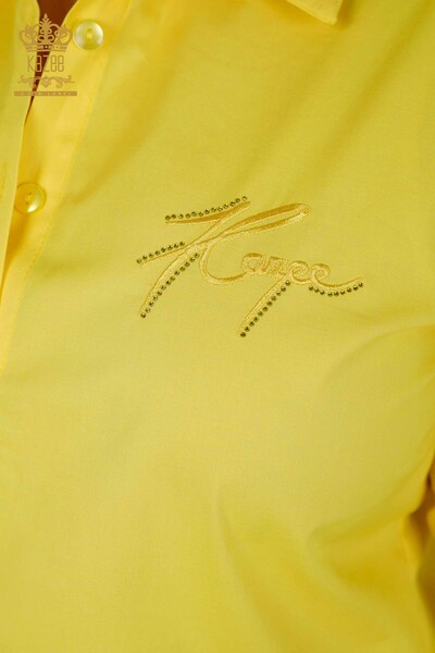 قميص نسائي بالجملة - تول مفصل - أصفر - 20407 | كازي - Thumbnail (2)