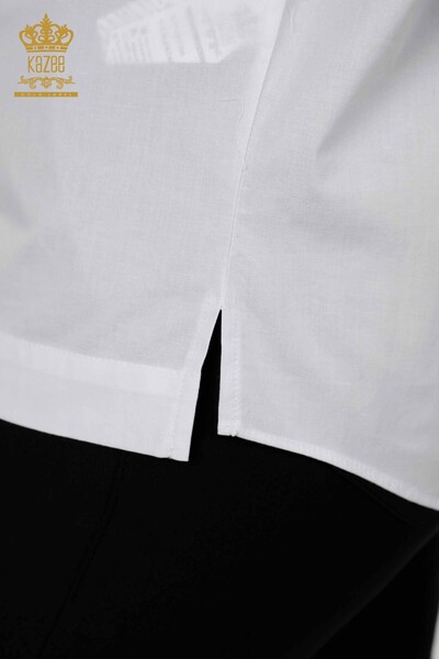 قميص نسائي - تول مفصل - أبيض - 20406 | كازي - Thumbnail